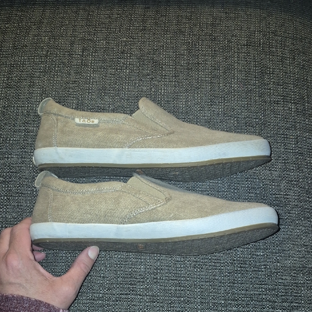 Taos Footwear Taupe Slip-On Canvas Flats - Picture 7 of 10